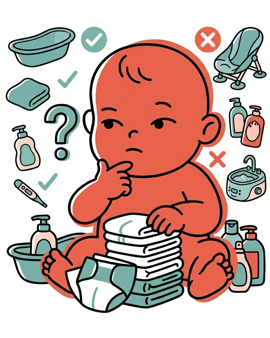 Ilustración del artículo productos esenciales bano bebe